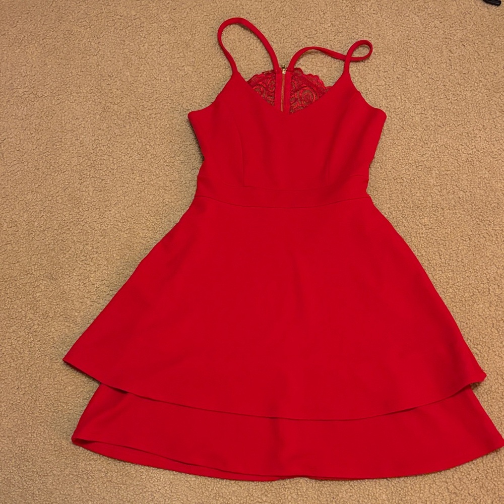Almost Famous Vibrant Red Layered Dress
